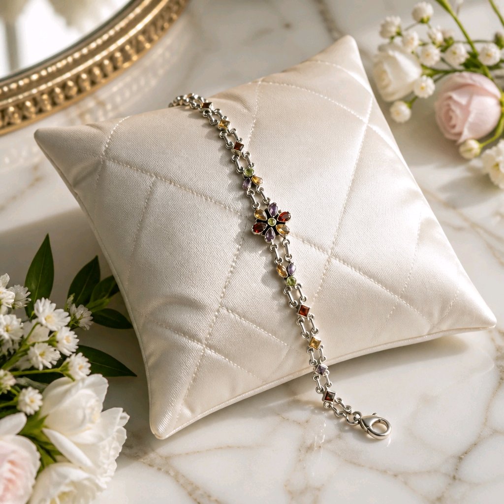 Multi-Gemstone Floral Bracelet — Club925 Archive product photograph