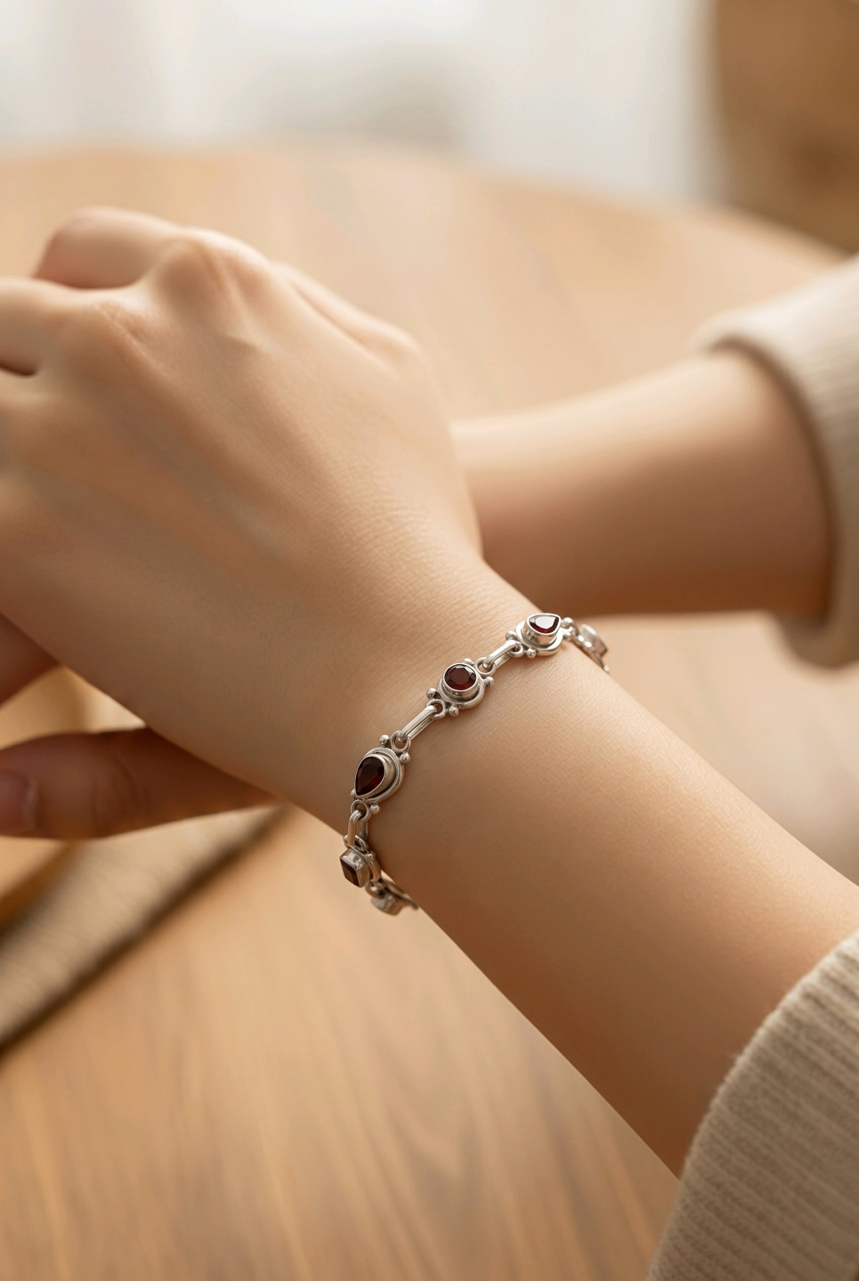 Garnet Multi-Cut Bracelet — Club925 Archive product photograph