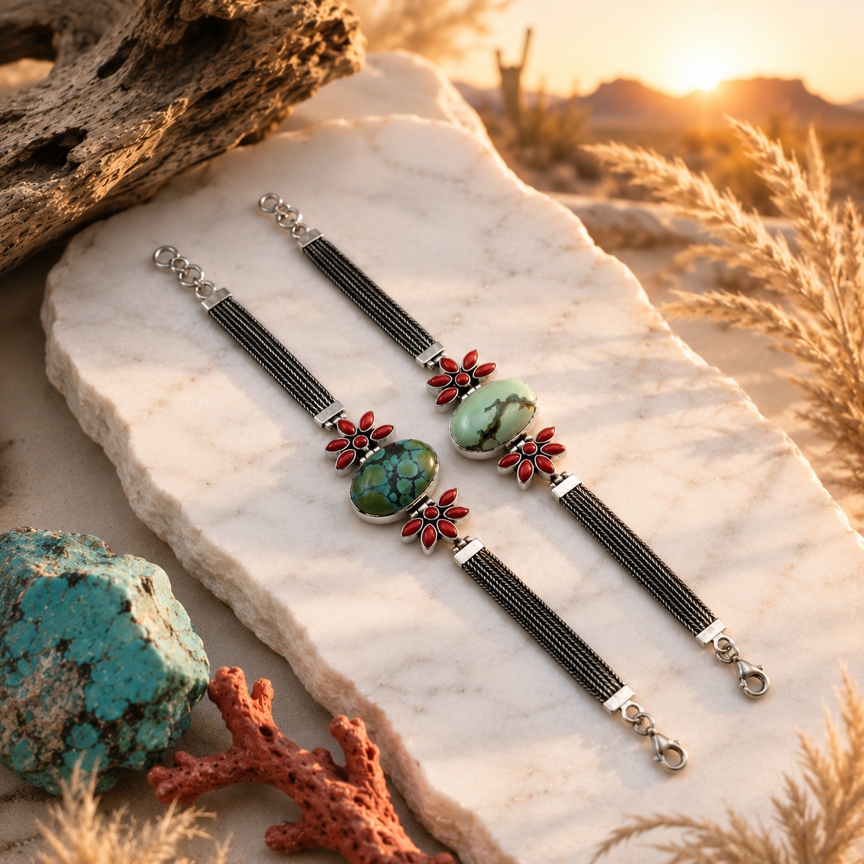 Turquoise & Coral Bracelet — Club925 Archive product photograph