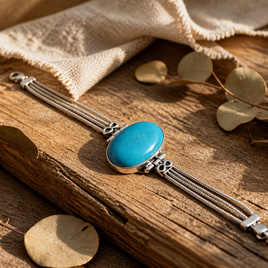 Robin's Egg Blue Turquoise Bracelet — Club925 Archive product photograph