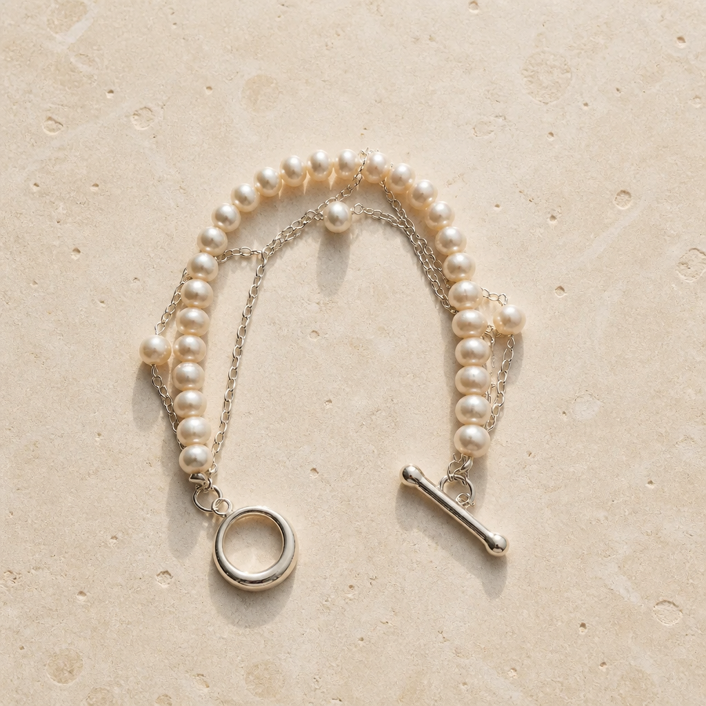 Layered Pearl-and-Chain Bracelet — Club925 Archive product photograph