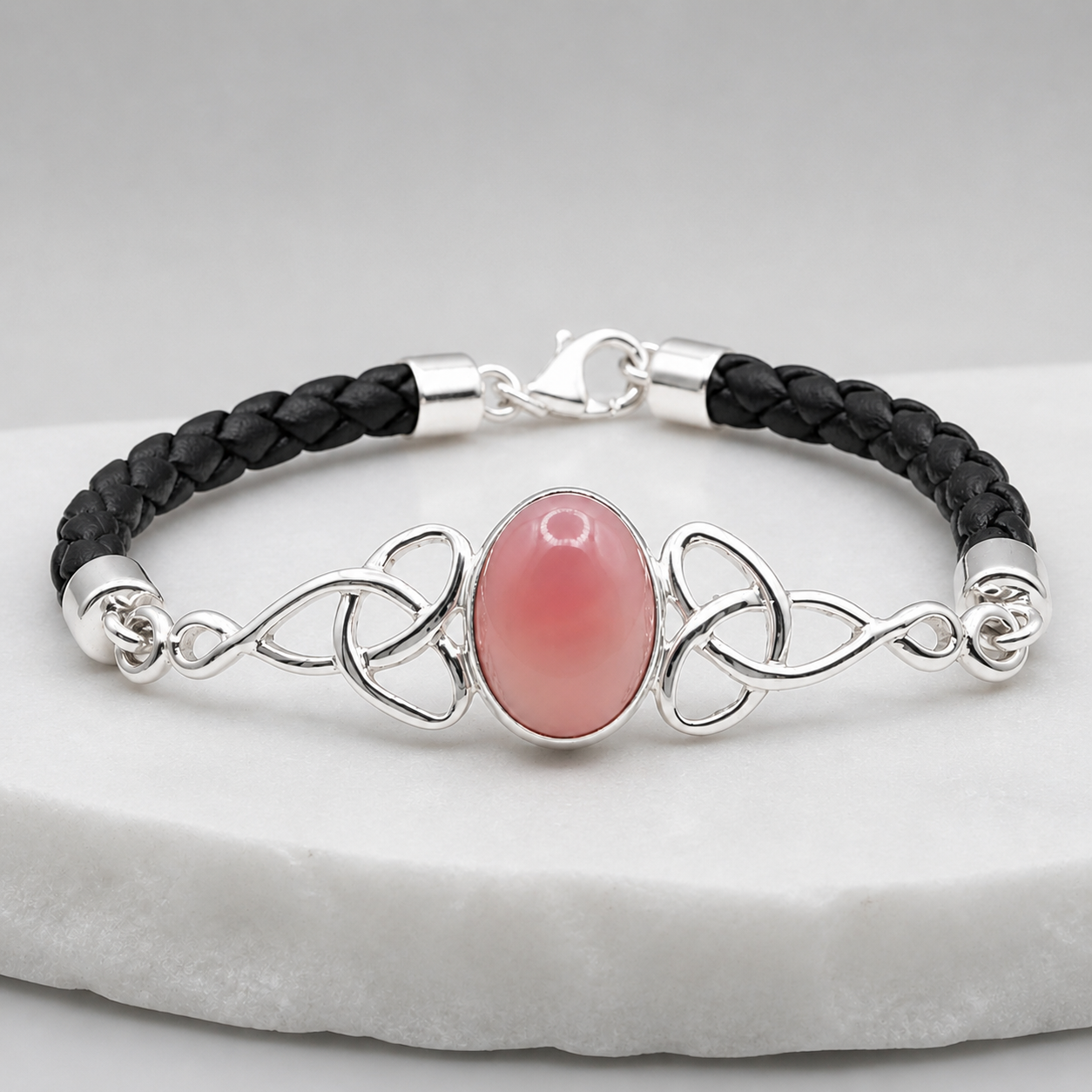 Celtic Knot Bracelet With Pink Chalcedony — Club925 Archive product photograph