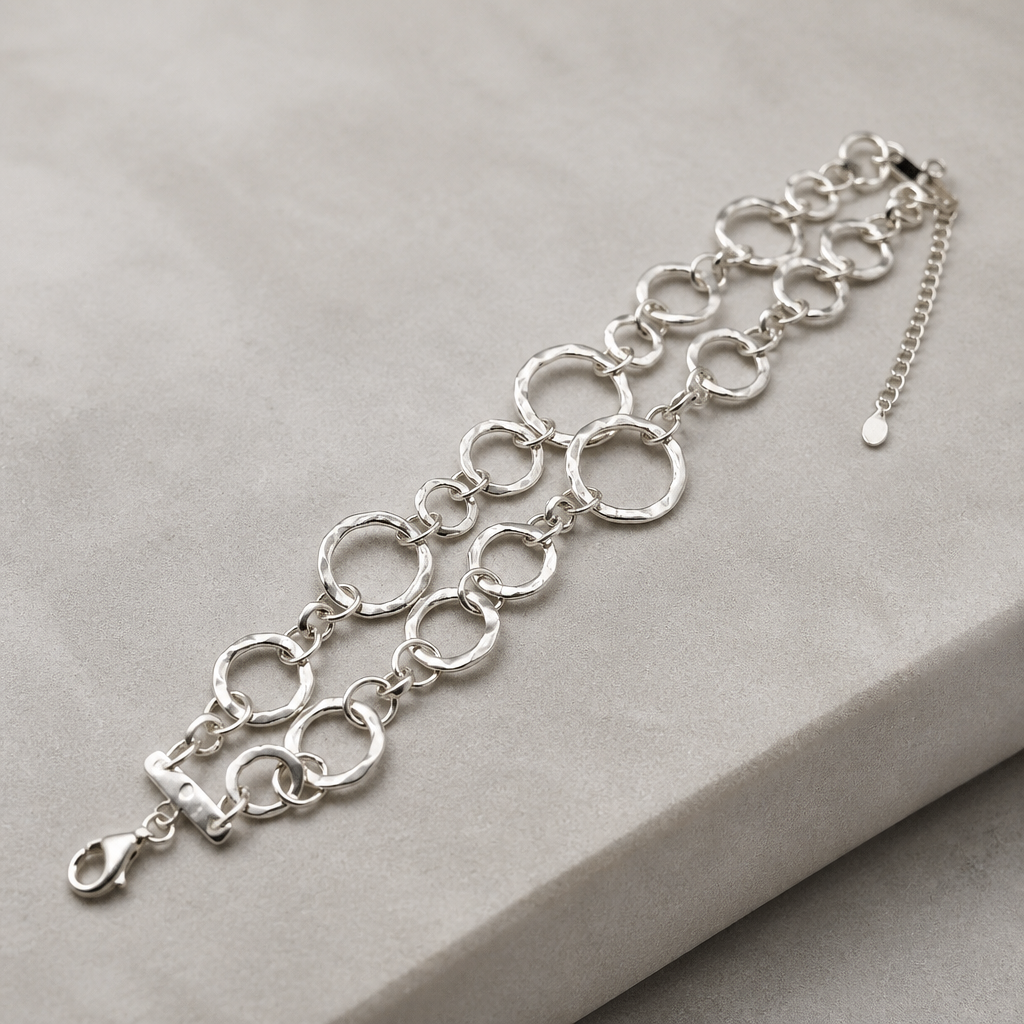 Double-Strand Hammered Silver Bracelet — Club925 Archive product photograph