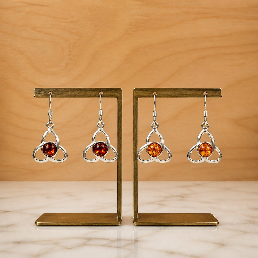 Celtic Knot Amber Earrings — Club925 Archive product photograph