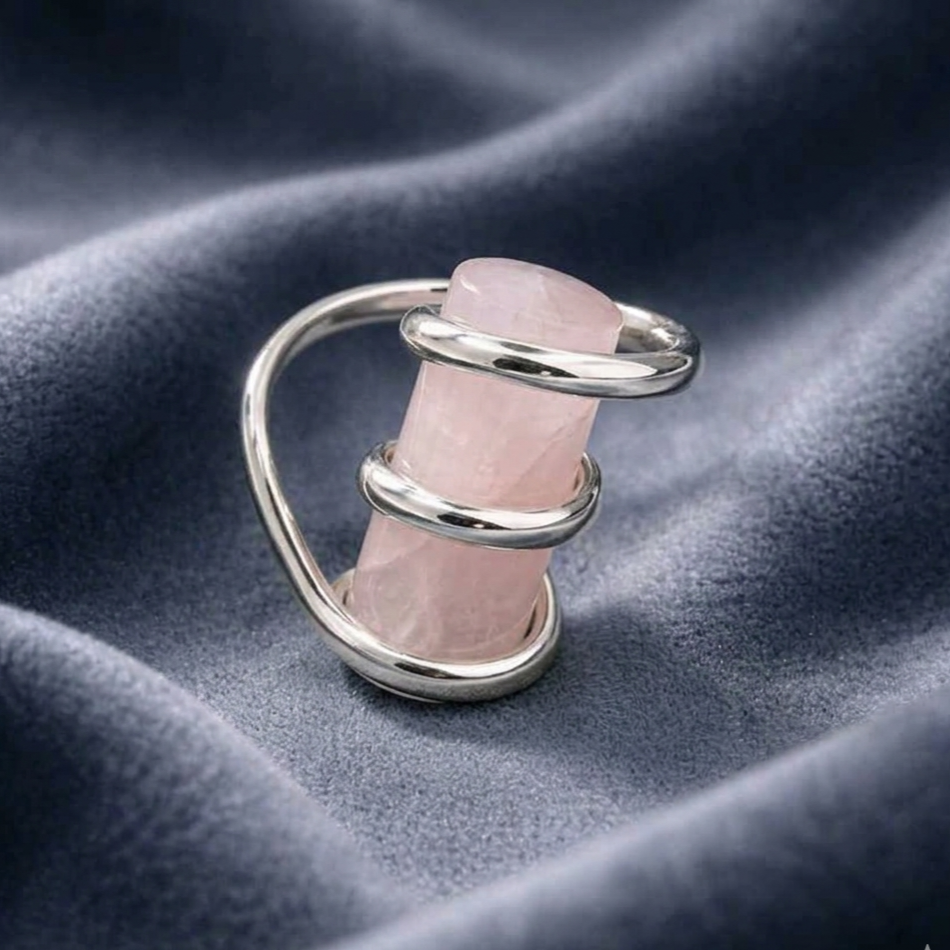 Rose Quartz Ring • Spiral — Club925 Archive product photograph