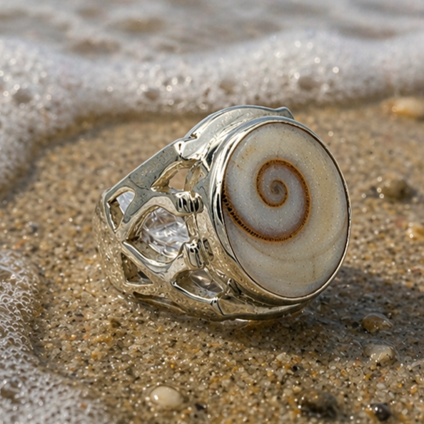 Shiva Eye Ring • Ornate Filigree Shell Band — Club925 Archive product photograph